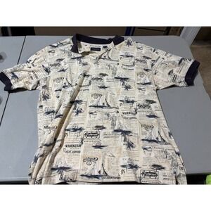 Vintage GANT USA Polo Shirt Mens L Yellow Short Sleeve Nautical Made in USA‎